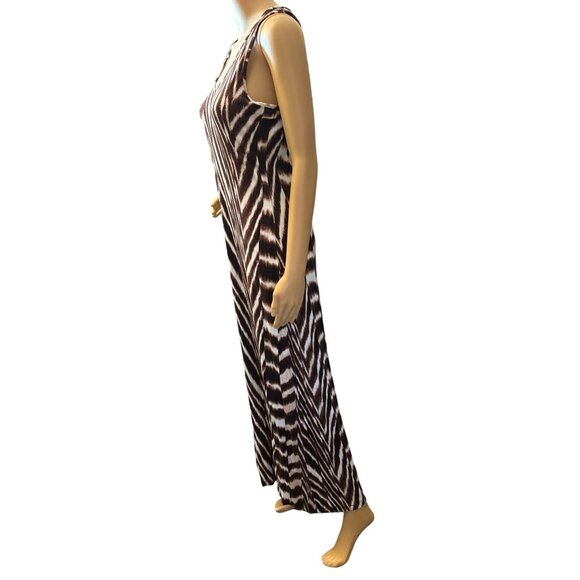 Calvin Klein Womens Maxi Dress Small Animal Print Earthy Boho Chic Artsy - Picture 5 of 8